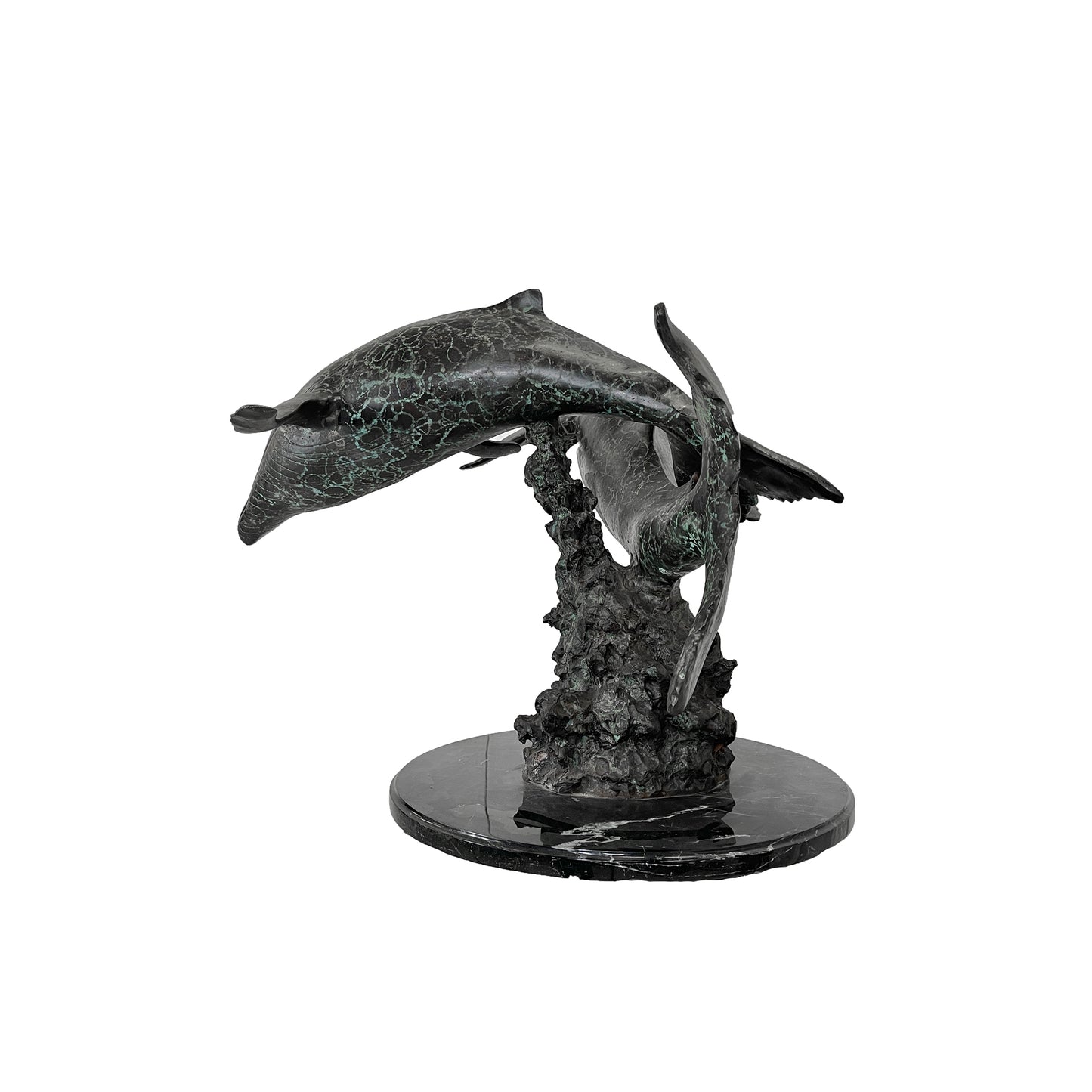 Whale Duo Table-top Bronze Statue