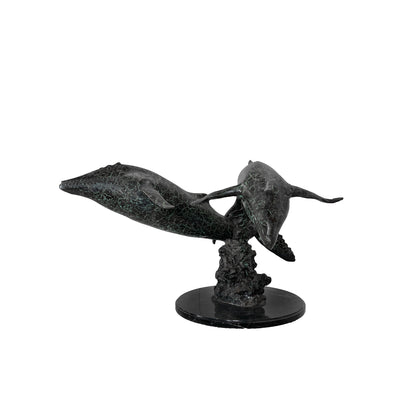 Whale Duo Table-top Bronze Statue