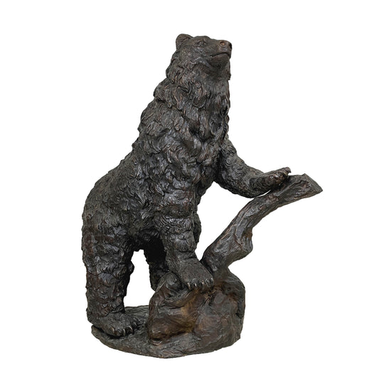 Bear Standing on Rock Bronze Statue