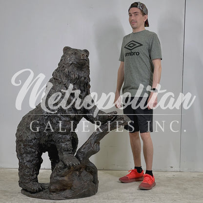 Bear Standing on Rock Bronze Statue