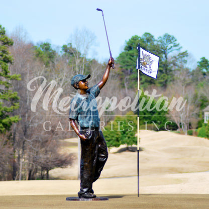 Hole in One Male Golfer Bronze Statue