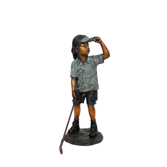 Little Girl Golfer Bronze Statue