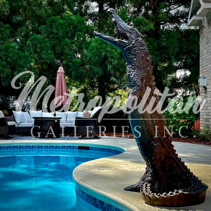 Standing Crocodile Fountain Bronze Statue